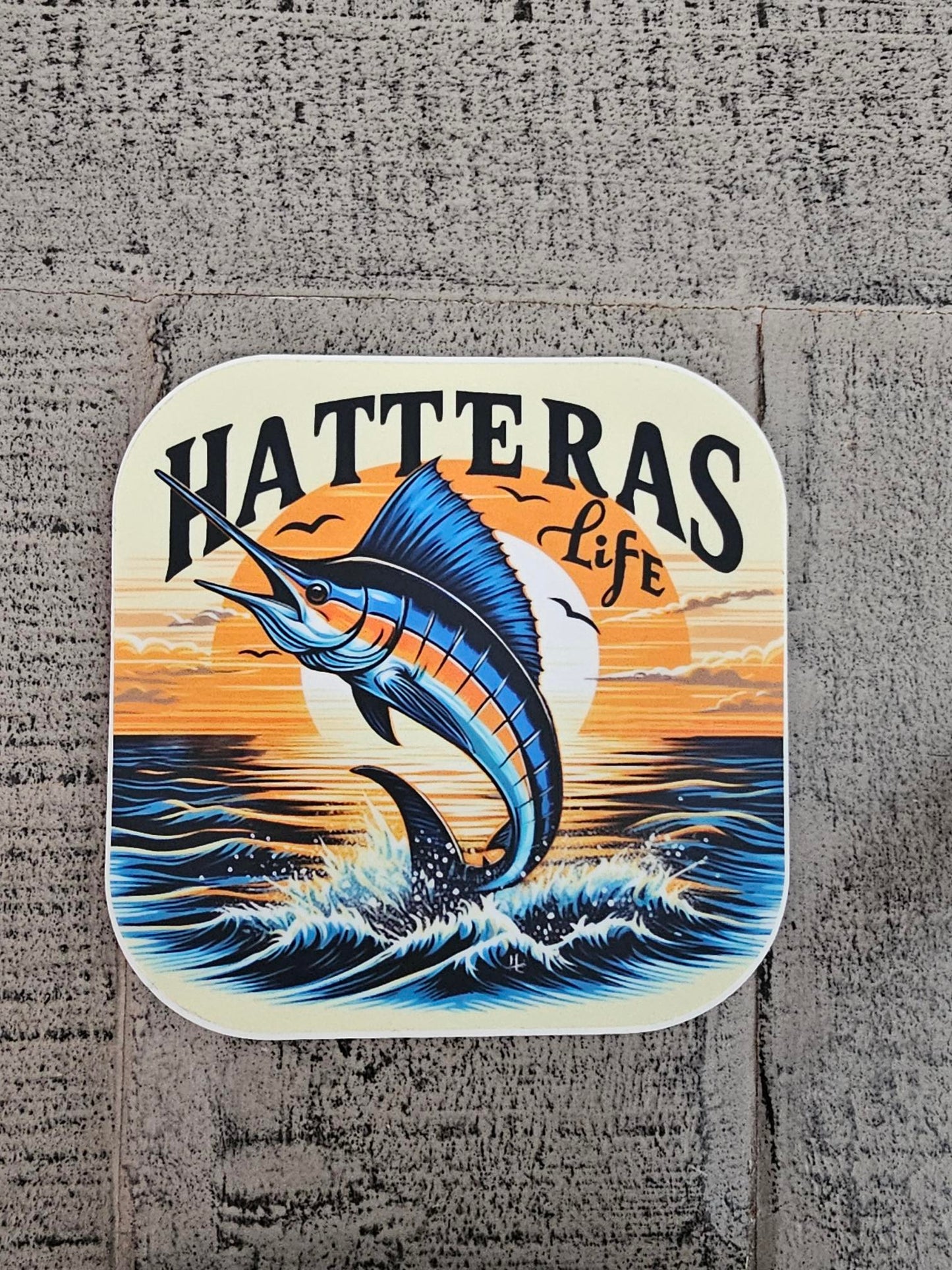 Hatteras Clear Vinyl Sticker - Marlin Flight