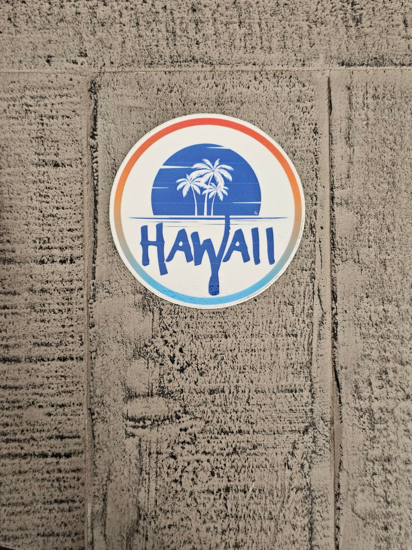 Hawaii Blue Sun Vinyl Circle Sticker