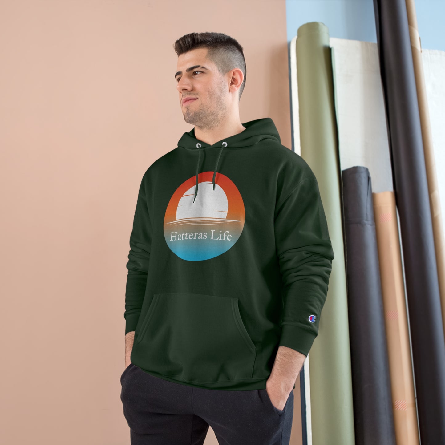 Champion Hoodie - Hatteras Life Red Sky