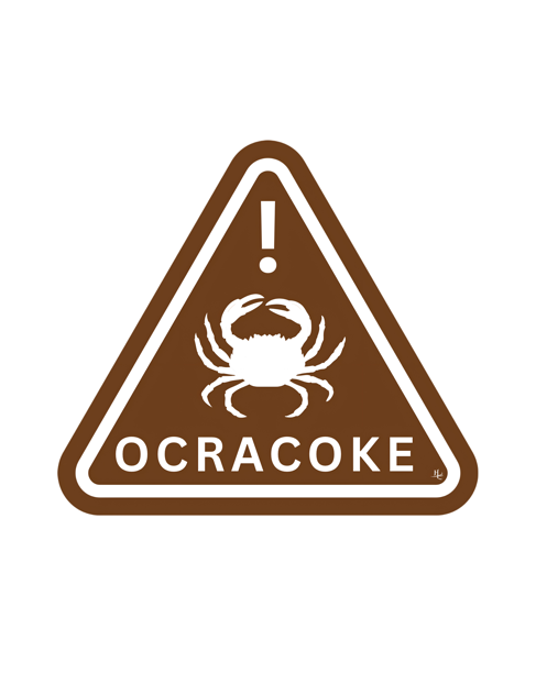"Caution, Ocracoke Crab" vinyl sticker