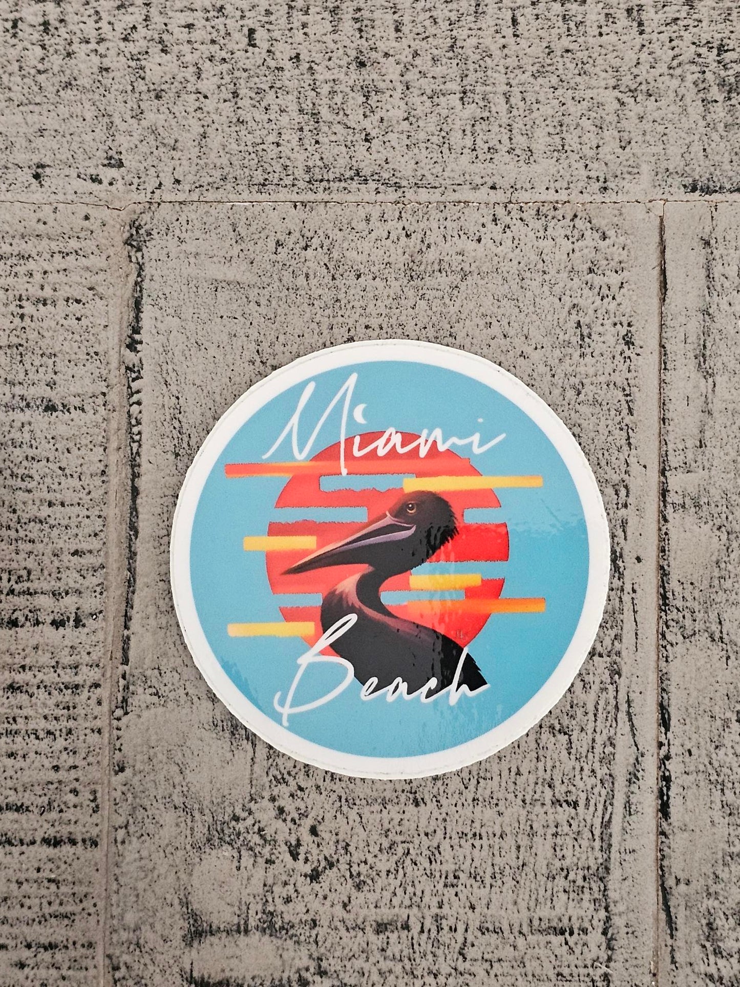 Miami Beach - Blue Peli Vinyl Circle Sticker