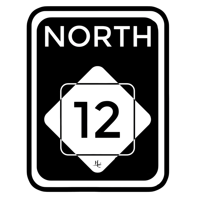 North Hwy 12 Sticker (Black background)