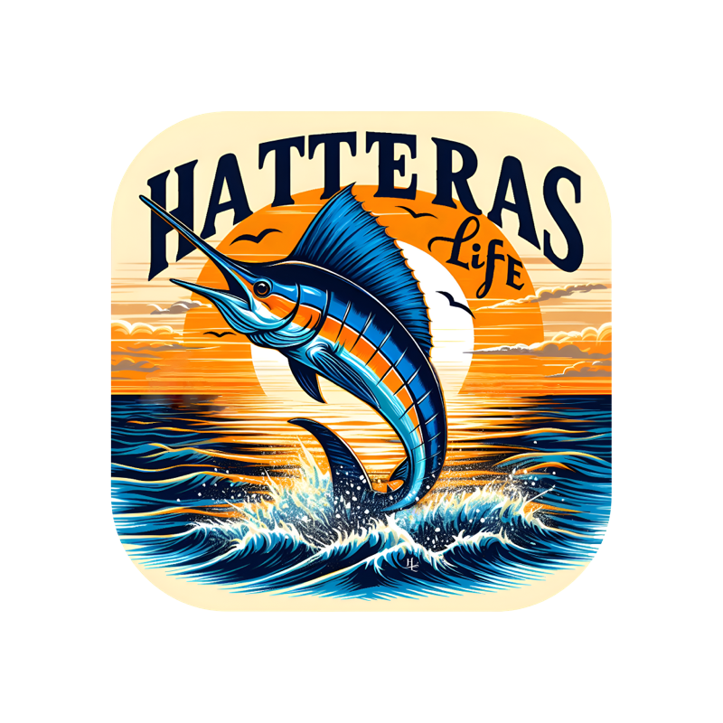 Hatteras Clear Vinyl Sticker - Marlin Flight