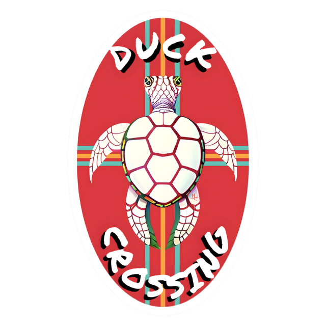 Duck Crossing Oval Vinyl Sticker