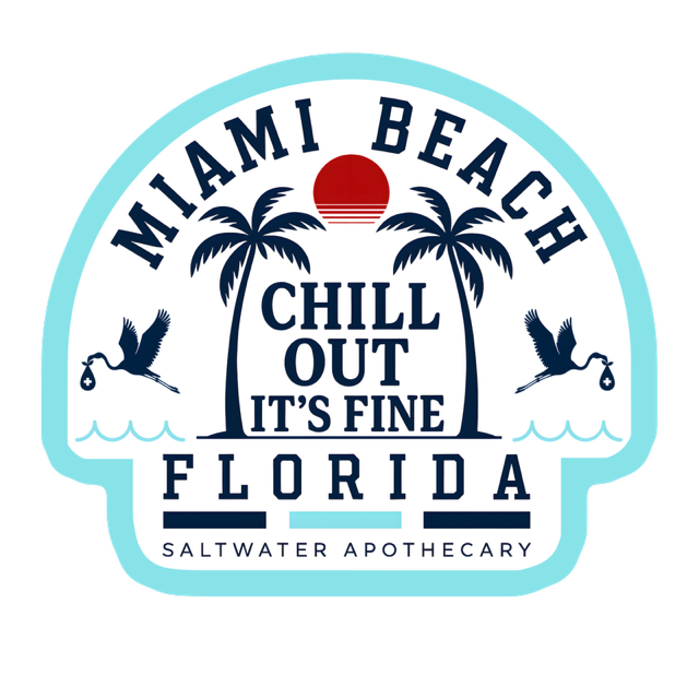 Miami Beach "Chill Out" Badge, Vinyl Die Cut Sticker