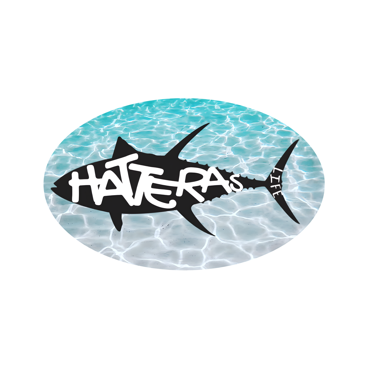 Hatteras Life Oval Vinyl Sticker Tuna in Water