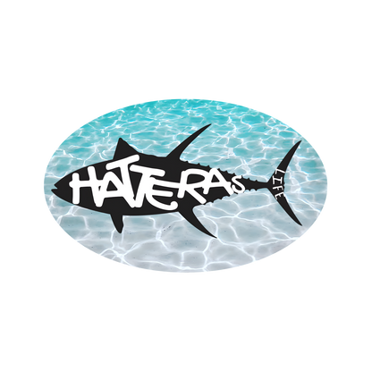 Hatteras Life Oval Vinyl Sticker Tuna in Water