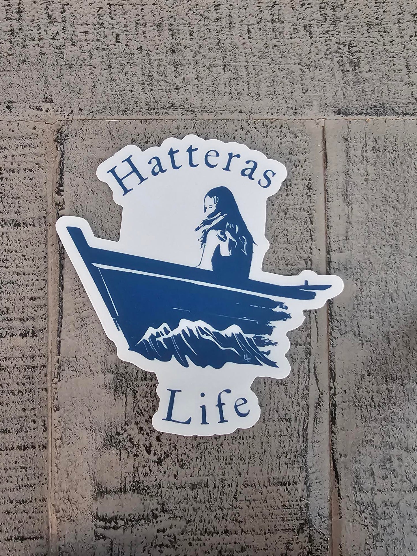 Hatteras Life Clear Vinyl Sticker - Girl In Boat