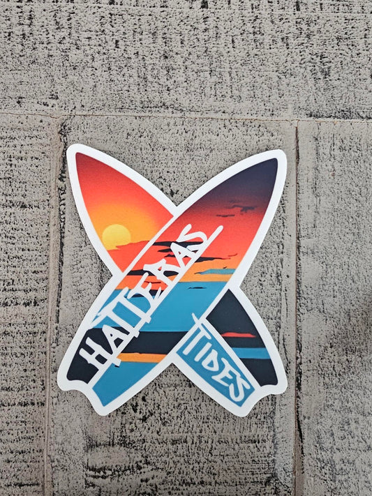 Hatteras Tides Surf Boards, Clear Vinyl Sticker