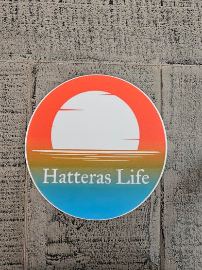 Hatteras Life Circle Sticker - Red Sky