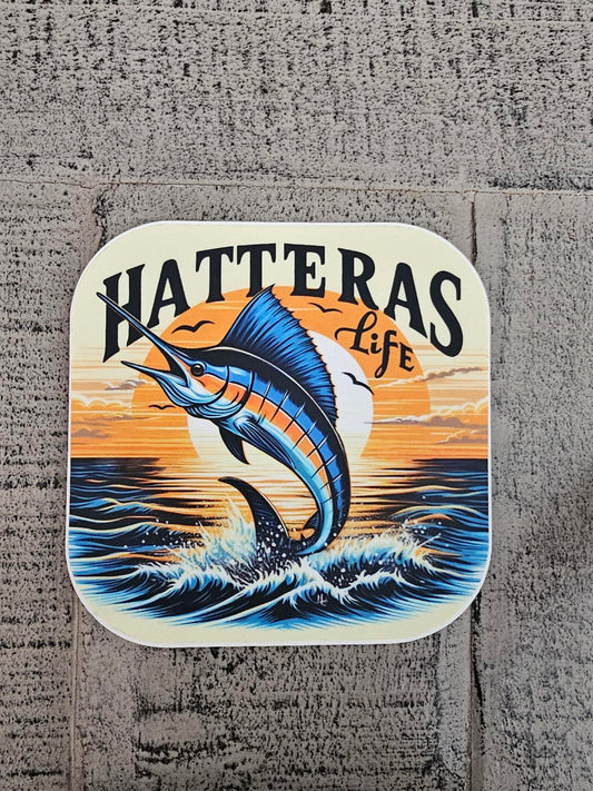 Hatteras Clear Vinyl Sticker - Marlin Flight