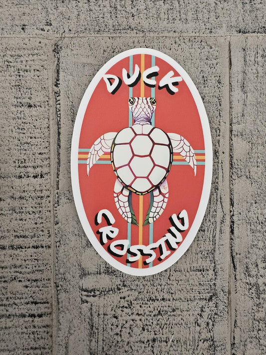 Duck Crossing Oval Vinyl Sticker