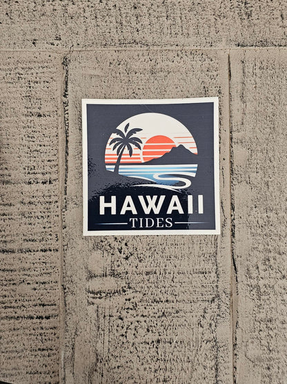 Hawaii Tides, Vinyl Square Sticker