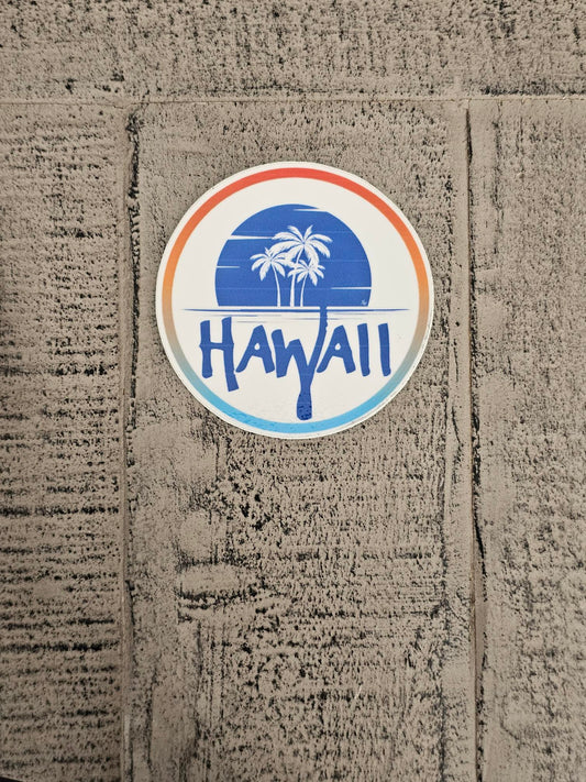 Hawaii Blue Sun Vinyl Circle Sticker