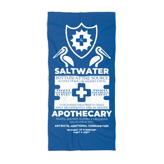 Saltwater Apothecary Label Beach Towel