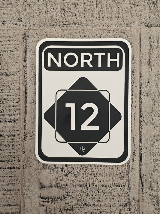 North Hwy 12 Sticker (White background)