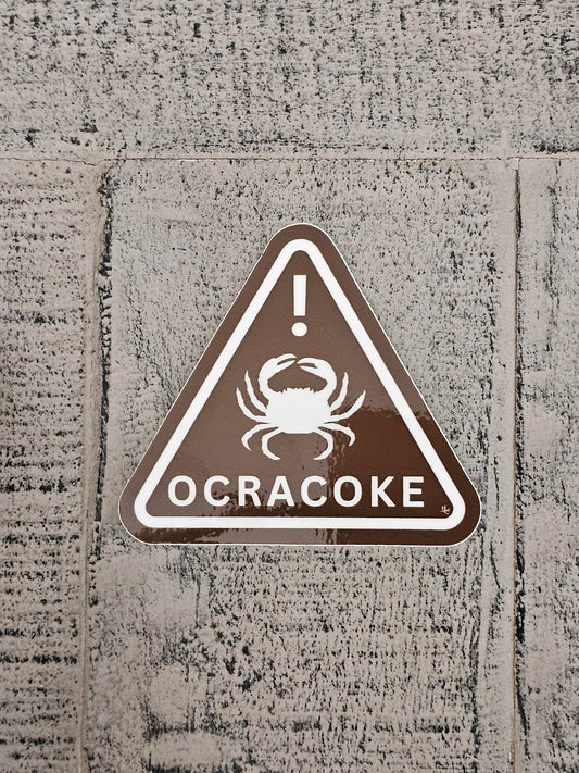 "Caution, Ocracoke Crab" vinyl sticker