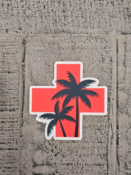Red Cross, Dark Palm Sticker - Saltwater Apothecary