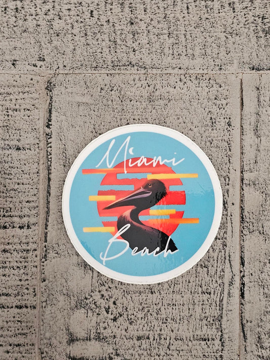Miami Beach - Blue Peli Vinyl Circle Sticker