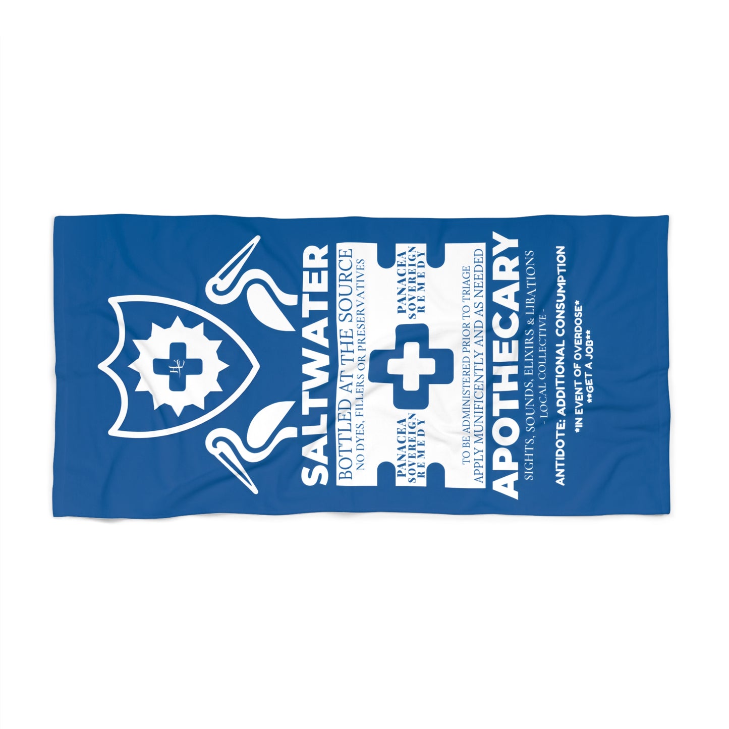 Saltwater Apothecary Label Beach Towel