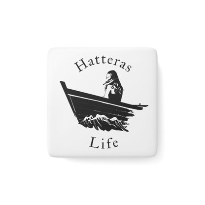 Porcelain Magnet, Square - Girl in Life Raft