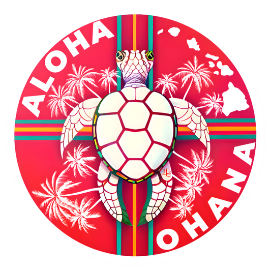 Aloha Ohana Vinyl Circle Sticker