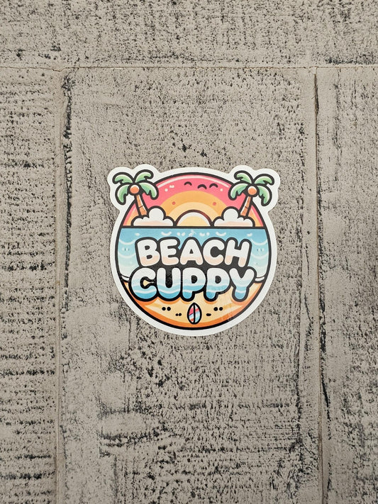 Beach Cuppy Vinyl Sticker
