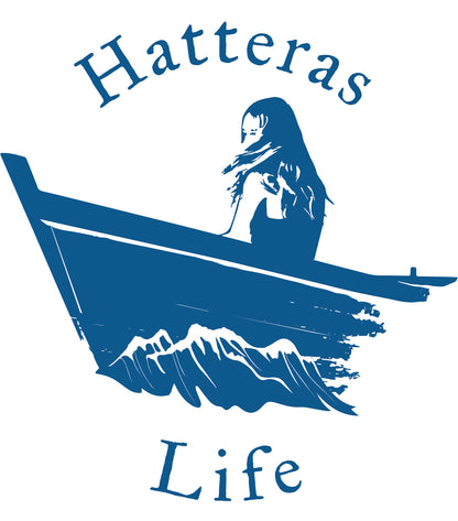 Hatteras Life Clear Vinyl Sticker - Girl In Boat