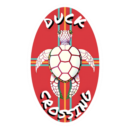 Duck Crossing Oval Vinyl Sticker