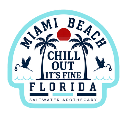 Miami Beach "Chill Out" Badge, Vinyl Die Cut Sticker