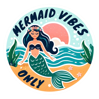 Mermaid Vibes Only Circle Sticker