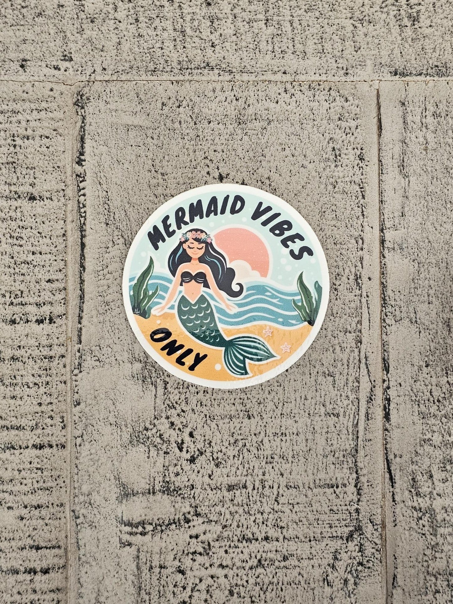 Mermaid Vibes Only Circle Sticker