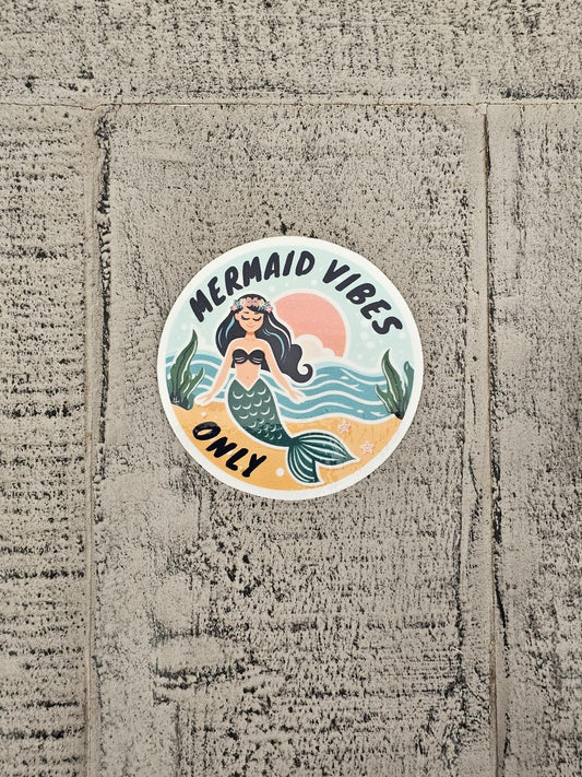 Mermaid Vibes Only Circle Sticker