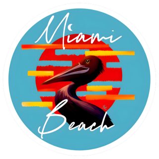 Miami Beach - Blue Peli Vinyl Circle Sticker