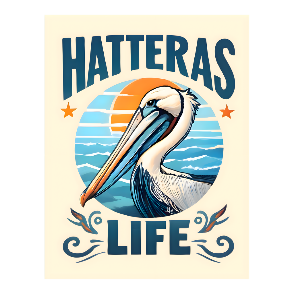 Hatteras Life Rectangle Vinyl Sticker - Cool Water