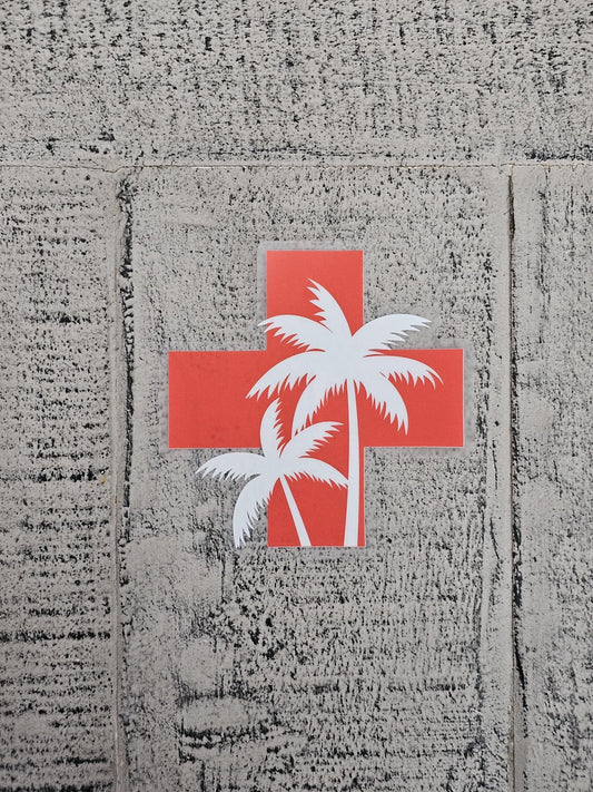 Red Cross, White Palm Sticker - Saltwater Apothecary