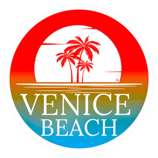 Venice Beach - Red Sky Vinyl Circle Sticker