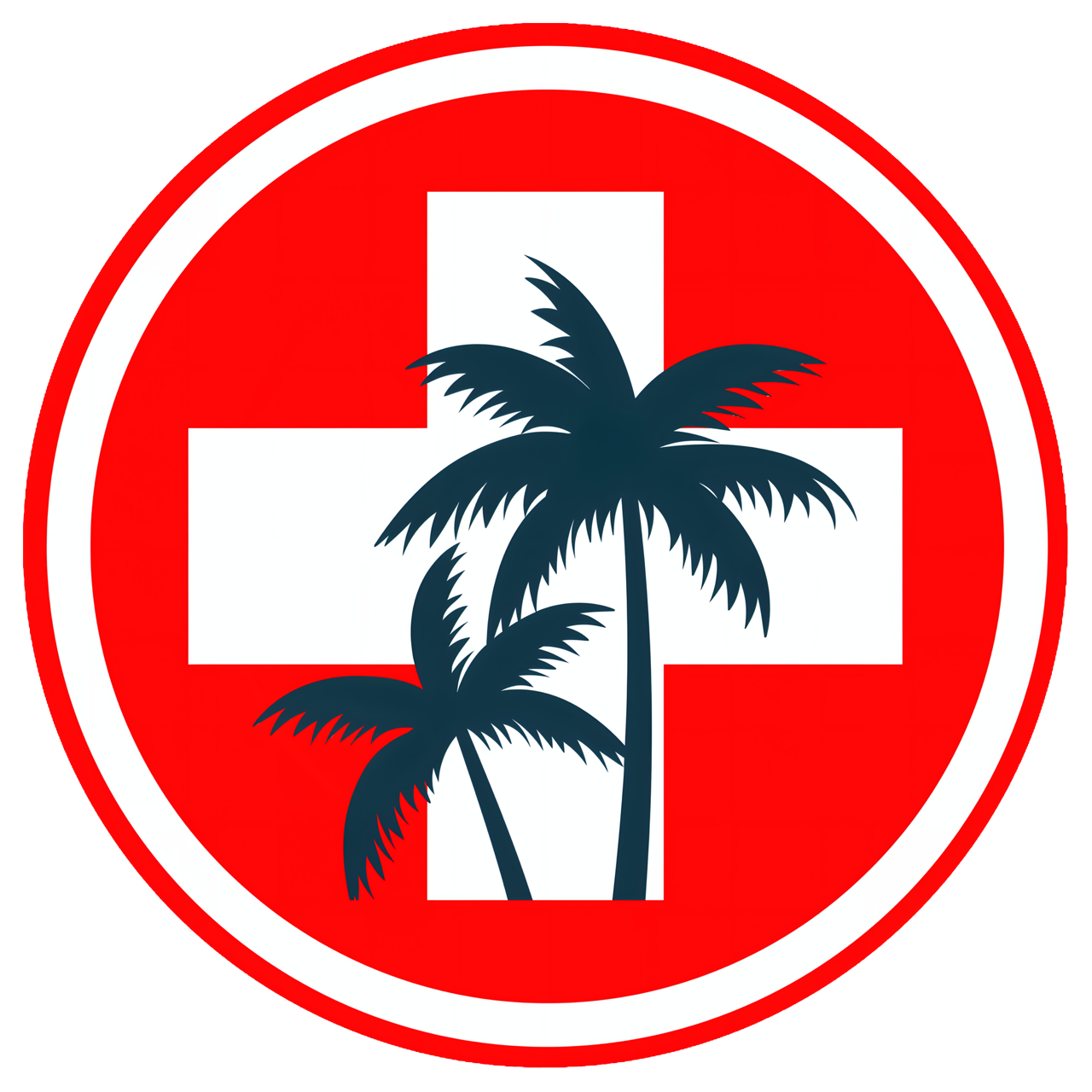 White Cross, Dark Palm Circle Sticker - Saltwater Apothecary