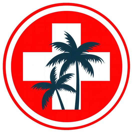 White Cross, Dark Palm Circle Sticker - Saltwater Apothecary